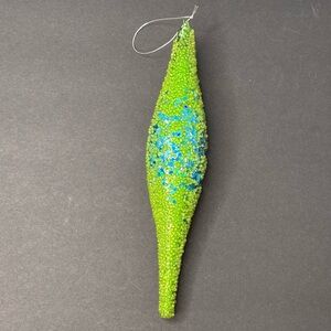 1 Green & Blue Teardrop Glass Vintage Christmas Tree Ornament